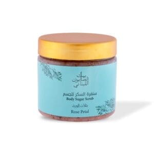 Front shot of naturally luxurious fragrant skincare Rose Petals Body Sugar Scrub by House of Soap