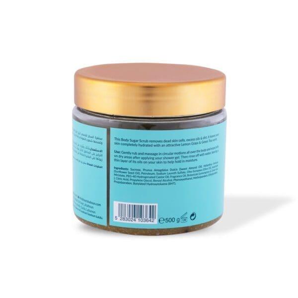 Back shot of naturally luxurious fragrant skincare Body Sugar Scrub by House of Soap