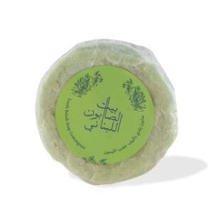 Front of naturally luxurious, fragrant and handmade skincare Lemongrass Loofah Baladi Soap by House of Soap