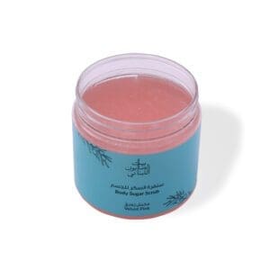 Open shot of naturally luxurious fragrant skincare Velvet Pink Body Sugar Scrub by House of Soap