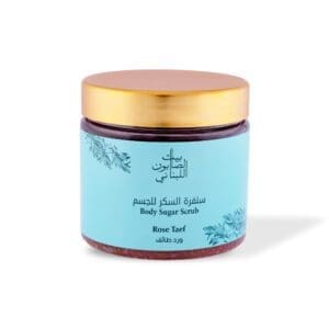 Front shot of naturally luxurious fragrant skincare Rose Taif Body Sugar Scrub by House of Soap