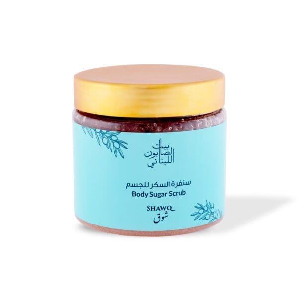 Front shot of naturally luxurious fragrant skincare Shawq Body Sugar Scrub by House of Soap