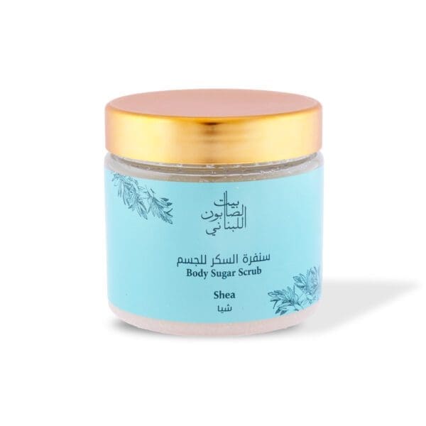 Front shot of naturally luxurious fragrant skincare Shea Body Sugar Scrub by House of Soap
