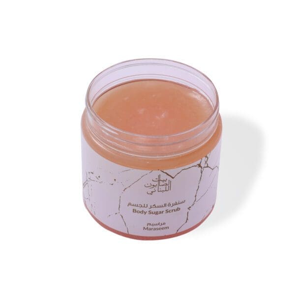 Open shot of naturally luxurious fragrant skincare Maraseem Body Sugar Scrub by House of Soap