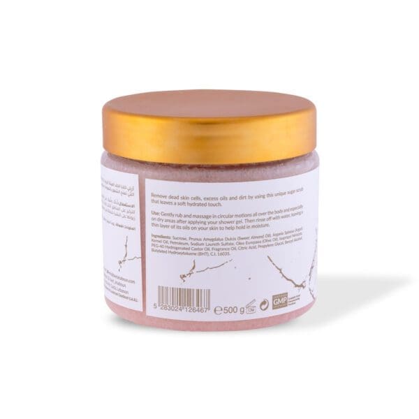 Back shot of naturally luxurious fragrant skincare Maraseem Body Sugar Scrub by House of Soap