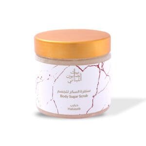 Front shot of naturally luxurious fragrant skincare Habayeb Body Sugar Scrub by House of Soap