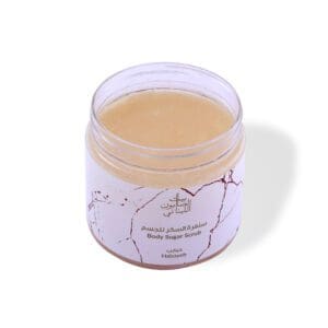 Open shot of naturally luxurious fragrant skincare Habayeb Body Sugar Scrub by House of Soap