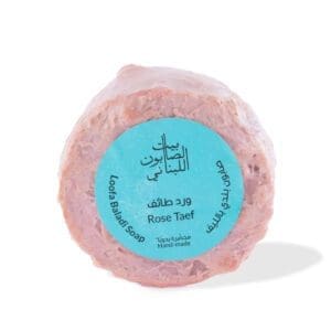 Front of naturally luxurious, fragrant and handmade skincare Rose Taif Loofah Baladi Soap by House of Soap