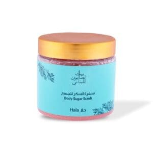 Front shot of naturally luxurious fragrant skincare Hala Body Sugar Scrub by House of Soap