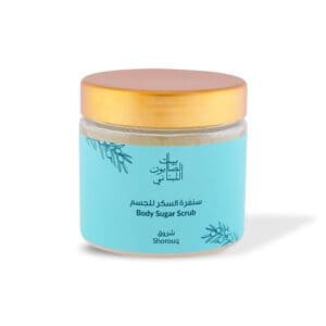 Front shot of naturally luxurious fragrant skincare Shorouq Body Sugar Scrub by House of Soap