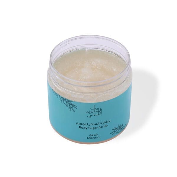 Open shot of naturally luxurious fragrant skincare Shorouq Body Sugar Scrub by House of Soap