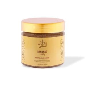 Front shot of naturally luxurious fragrant skincare Banana Body Sugar Scrub by House of Soap